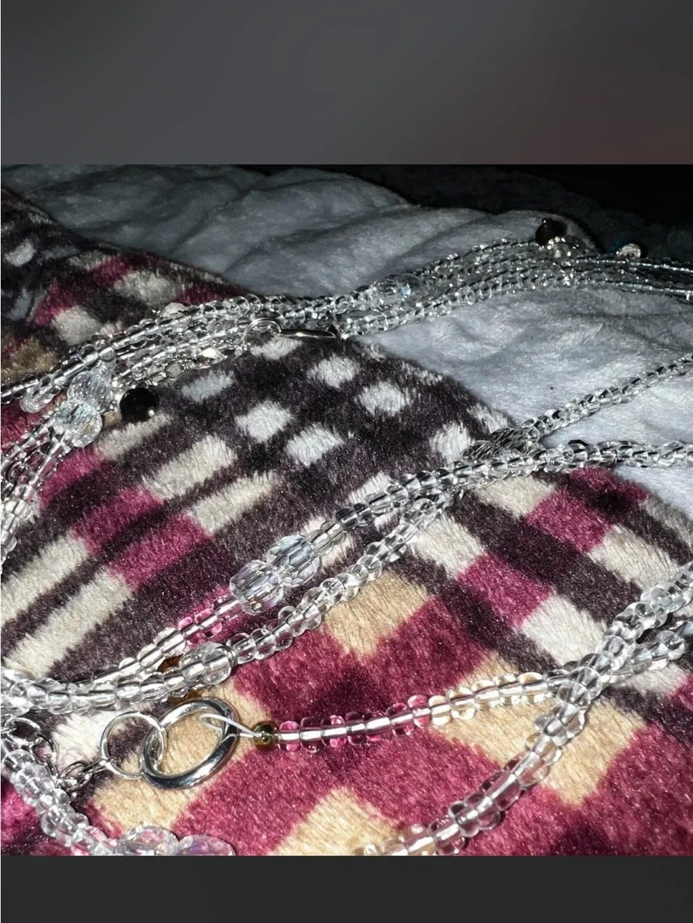 Multi-Strand Crystal Bead Necklace in Clear with Accent Beads